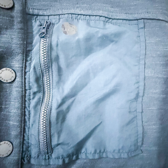 L.L. Bean Slightly Fitted L REG Blue Button Jacket Shirt Men’s 516015 Workwear - Picture 9 of 9